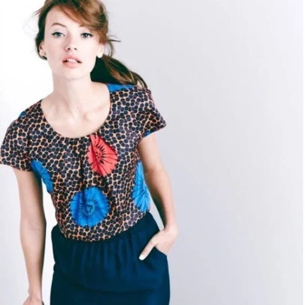 Boden Ravello Polka Dot Silk Blend Blouse Top Size 6